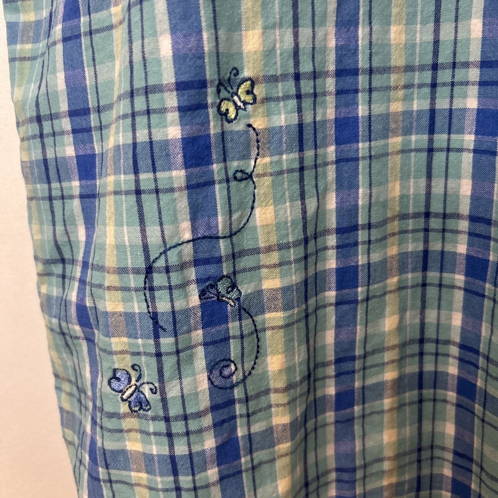 Mickey Unlimited Womens Shirt Size 22W/24W Blue Plaid Button Up Sleeveless Top - Picture 3 of 8